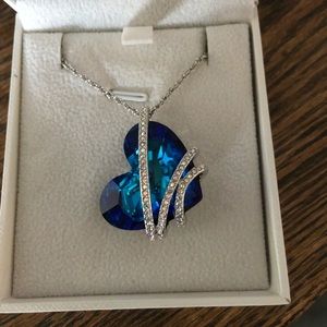 Blue sapphire Swarovski crystal pendant.